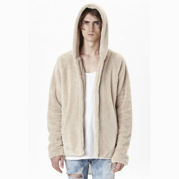 Mens Solid Color Pullover Fleece Sherpa