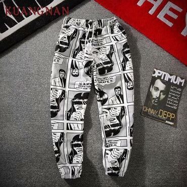 Cartoon Print Streetwear Pants Men Joggee