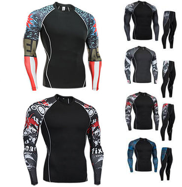 Fitness suit long-sleeved tights men's