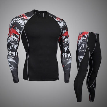 Fitness suit long-sleeved tights men's