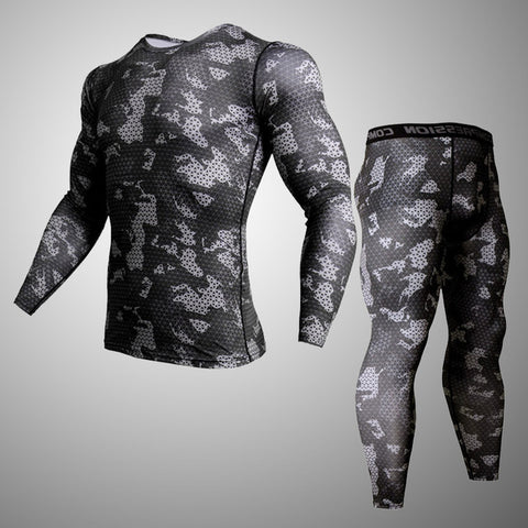 Mens Sports Running Set Compression Shirt