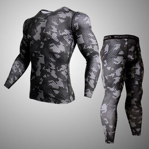 men sports  set tracksuits compression shirt