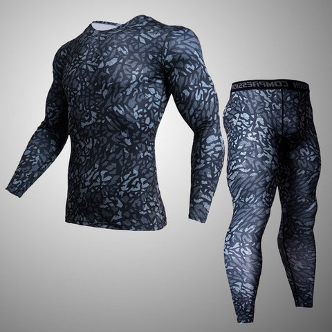 men sports  set tracksuits compression shirt