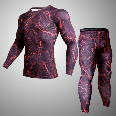 men sports  set tracksuits compression shirt