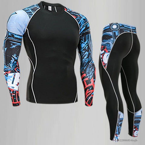 Fitness suit long-sleeved tights men's